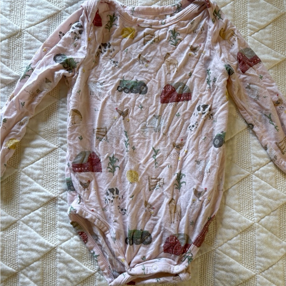 Angel Dear Pink Farm Animal Onesie, 6-12 months